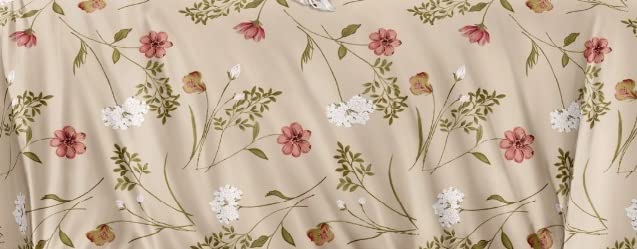 Super King Size Bedsheet Floral Print With 2 Pillow Covers - Bedsheet Size 108 X 108 Inch, Beige | 144 Thread Count Luxurious Comfort Bedsheet