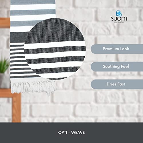 Suam Suntails Luxury Pure Cotton Towels 400 Gsm | Absorbent, Quick Dry Super Soft | Ideal For Bath, Beach, Swimming & Travel | Standard Size (Black & Grey Set), 250 Tc