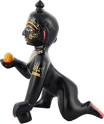 Black Painted Laddu Gopal Kanha Ji Statue, Hand Painted Bal Gopal Idol, Brass, Modern Design | Bal Krishna Murti, Decorative Idol - Homes & Places Of Worship