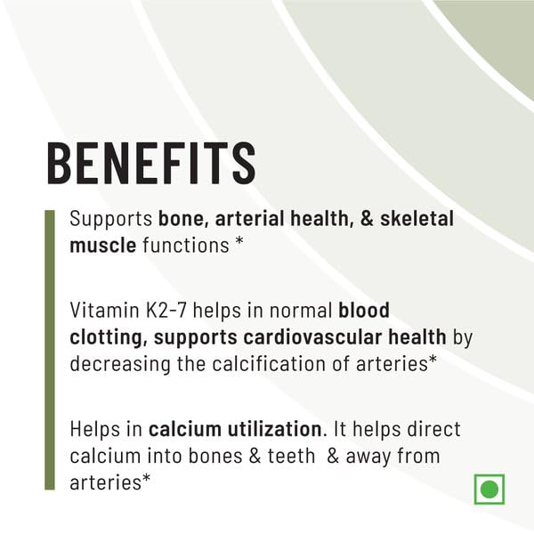 Unived Vitamin K2-7 (Menaquingold) 55mcg, Plant - Based Vitamin Mk-7, For Optimal Calcium Absorption, Heart & Bone Health | 120 Veg Capsules , 200gm 0.4lbs