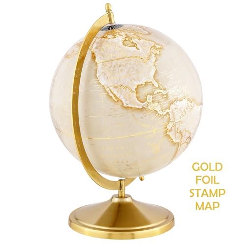Globe World 10 Inch Dia With Sturdy Gold Stand For Gifting, Home Decor, Office Table, Study Table, Special Occasions & Geography Learning For Boys & Girls, Pack Of 1