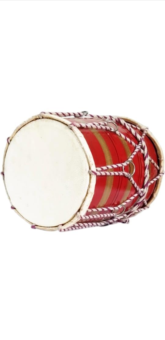 Musical Instruments Dholak Baby Mini Dholak For Kids - Multicolor | Perfectly Symmetric Round Dholak - Dholak For Festival, Wedding, Satsang | Very Easy To Tune, Baby Dhol