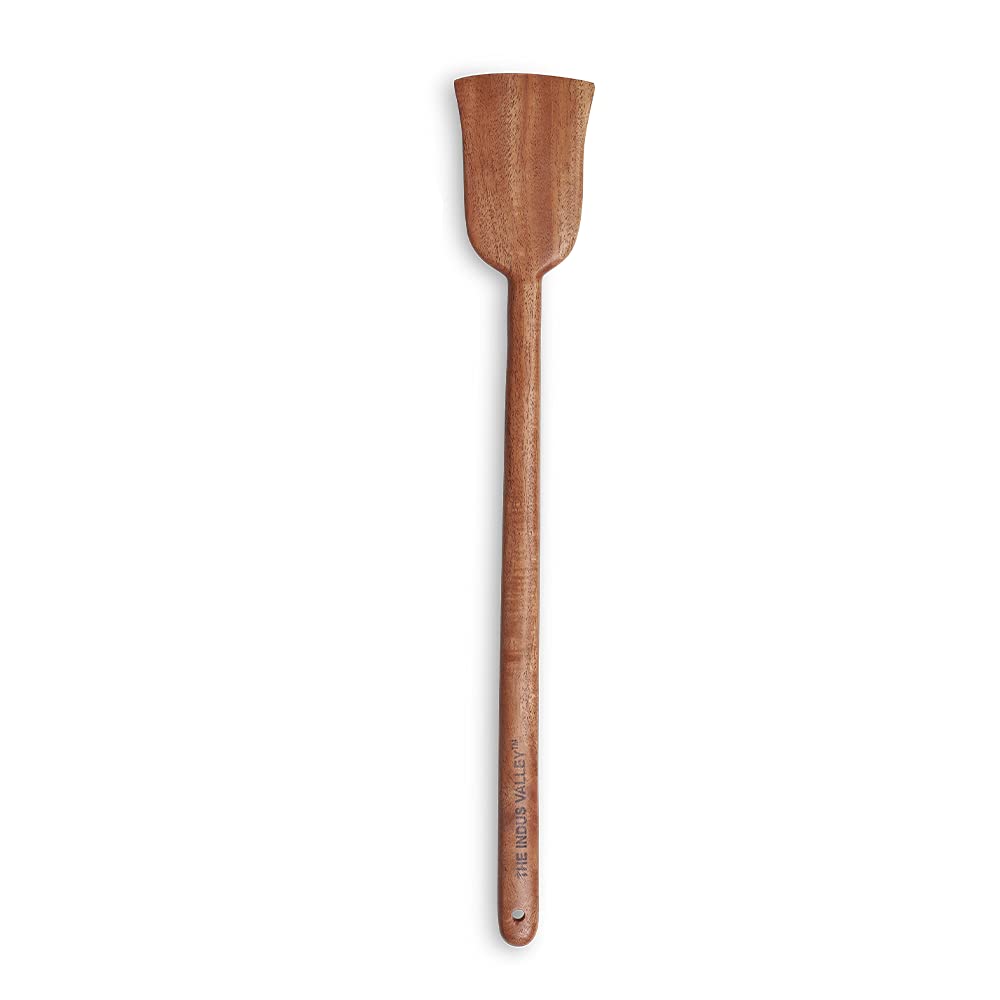 Brown Neem Wooden Large Flip, Spatula, Ladle For Cooking Dosa, Roti, Chapati | Kitchen Tools - No Harmful Polish, Naturally Non-Stick | Handmade - 37 Cm, 56 Gms