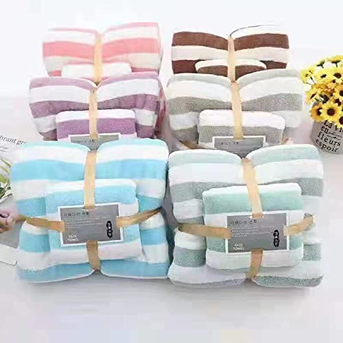 Homecloud Ultra Soft 300 Gsm Bath Towel Set | 3x Softer Than Cotton Towels Strip Purple | Highly Absorbent & Ultra Fast Dry | Set Of 2 (1 Bath + 1 Face Towel)
