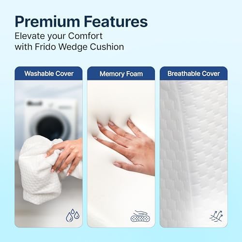 Wedge Pillow, Adjustable Memory Foam Incline Cushion For Pain Relief - White | For Back, Leg & Acid Reflux Relief | Orthopedic Bed Wedge Pillow For Gerd, Snoring, Surgery Recovery