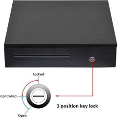 Metal 5 Bills & 3 Removable Coin Slots With Rj11 Interface Cable Automatic Cash Drawer Box For Shopping Mall, Shops, Colour - Black