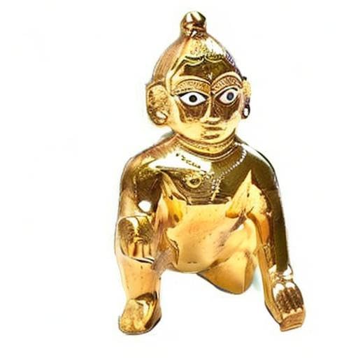 Lord Laddu Gopal Ji God Idol, Bal Gopal Ji, Kanha Ji, Brass, Gold - Size No.0, Gold Hand Painted Idol, Temple Pooja, Thakur Ji Idol - 3-4cm, Gift Item, Occasions & Festivals Of India, Statue