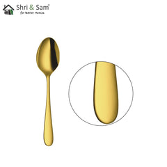 Stainless Steel Jasmine With Gold PVD Coating Baby Spoon Set Of 6 Pieces | Easy To Clean & Dishwasher Safe