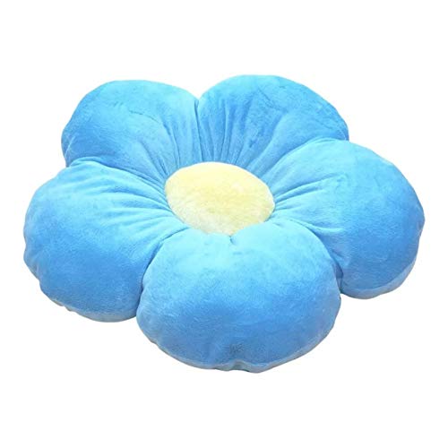 Flower Shaped Floor Cushion Pillow, For Kids Room, Living Room, Blue - 16 X 16 Inch | Luxury Kids Furnishing, Throw Pillow, Decorative Cushion, Nursery Décor, Velvet Cushion - Pack Of 1
