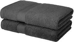 Tiqh 100% Egyptian Cotton Bath Towels 1200 Gsm | Heavy Weight & Absorbent-Top Luxury Bath Towels (Grey)- 2 Piece