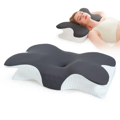 Orthopedic Cervical Pillow For Neck & Shoulder Pain Relief, White & Black | Ergonomic Memory Foam Pillows For Sleeping | Ideal For Spinal Alignment Spondylitis & Contour Pillow - Design 7