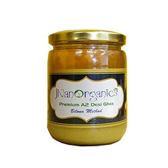 Natural A2 Desi Ghee By Jivan Organics | Natural & Healthy Curd-Churned Bilona Method Pure Desi Ghee For Heart Health | (500ml) 16.9 Ounce | Jar Pack