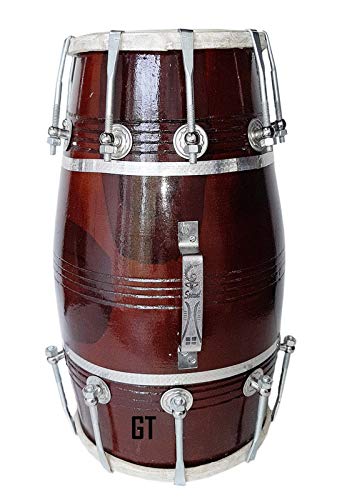 Wood Dholak Musical Instrument Drum Nuts N Bolt Dholak - Brown | Perfectly Symmetric Round Dholak - Dholak For Festival, Wedding, Satsang | Very Easy To Tune