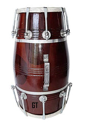 Wood Dholak Musical Instrument Drum Nuts N Bolt Dholak - Brown | Perfectly Symmetric Round Dholak - Dholak For Festival, Wedding, Satsang | Very Easy To Tune