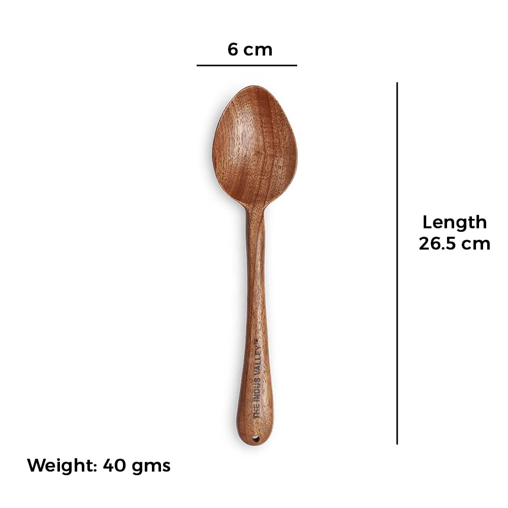 Brown Neem Wooden Spatula For Cooking, Sauteing, Stirring, Mixing, Serving Food & Gravy, 26.5 Cm, 40 Gm, Neem Wood, Brown - Set Of 1 Spatula