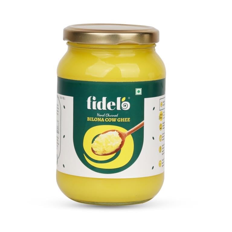 100% Natural Bilona Cow Ghee By Fidelo | Naturally Healthy Pure Cow Ghee Good For Frying | (500ml) 16.9 Ounce