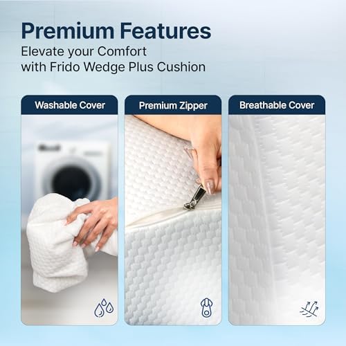 Wedge Plus Cushion For Sleeping, Memory Foam Pillow, White | Acid Reflux Relief, High Resilience Foam, Orthopedic Wedge Cushion Pillow For Leg Elevator, Breathable, Sitting - Pack Of 1