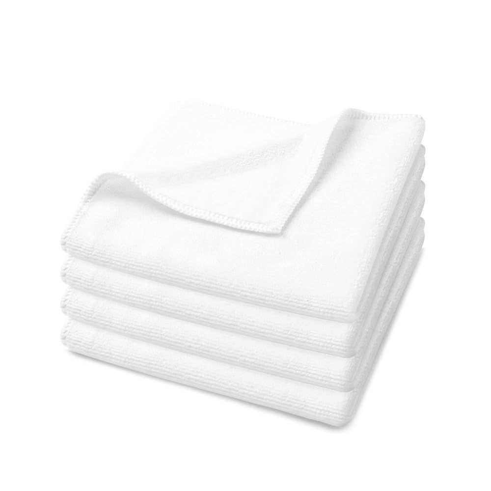 U & U Unique Utilities Microfiber Face Towels 400 Gsm | Gym Towels For Men & Women | Super Soft & Ultra Absorbent (White) -Set Of 4