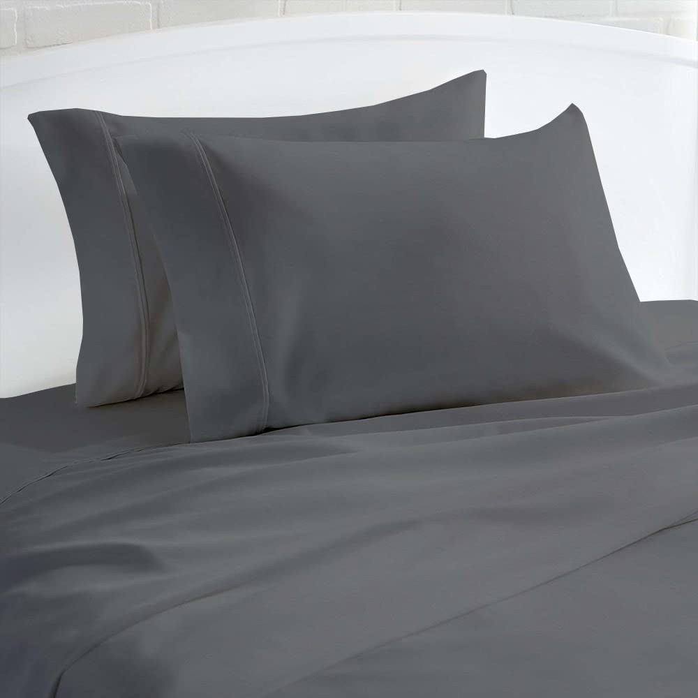 Bedsheet King Size With 2 Pillow Cover - 102 X 108 Inches, Dark Grey | Ideal For Guest Houses, & Daily Home Use | 144 Thread Count