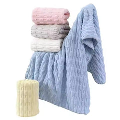 HomeCloud Korean Bath & Face Towel 400 Gsm | Plush Soft & Luxury Towel Set With Hanging Loop | 3x Softer Than Cotton Towels | Set Of 2 (Boxes Blue)