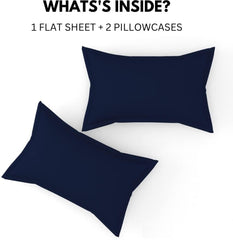 Bedsheet For Double Bed King Size Microfiber Bedsheet With 2 Pillow Covers - Size 100 X 90 Inch, Navy Blue | 144 TC Microfiber King Size Bedsheet