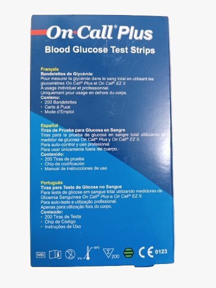 Drchem On Call Plus Blood Glucose Test Strips 200 Strips Ref : G133-119 Original Quality