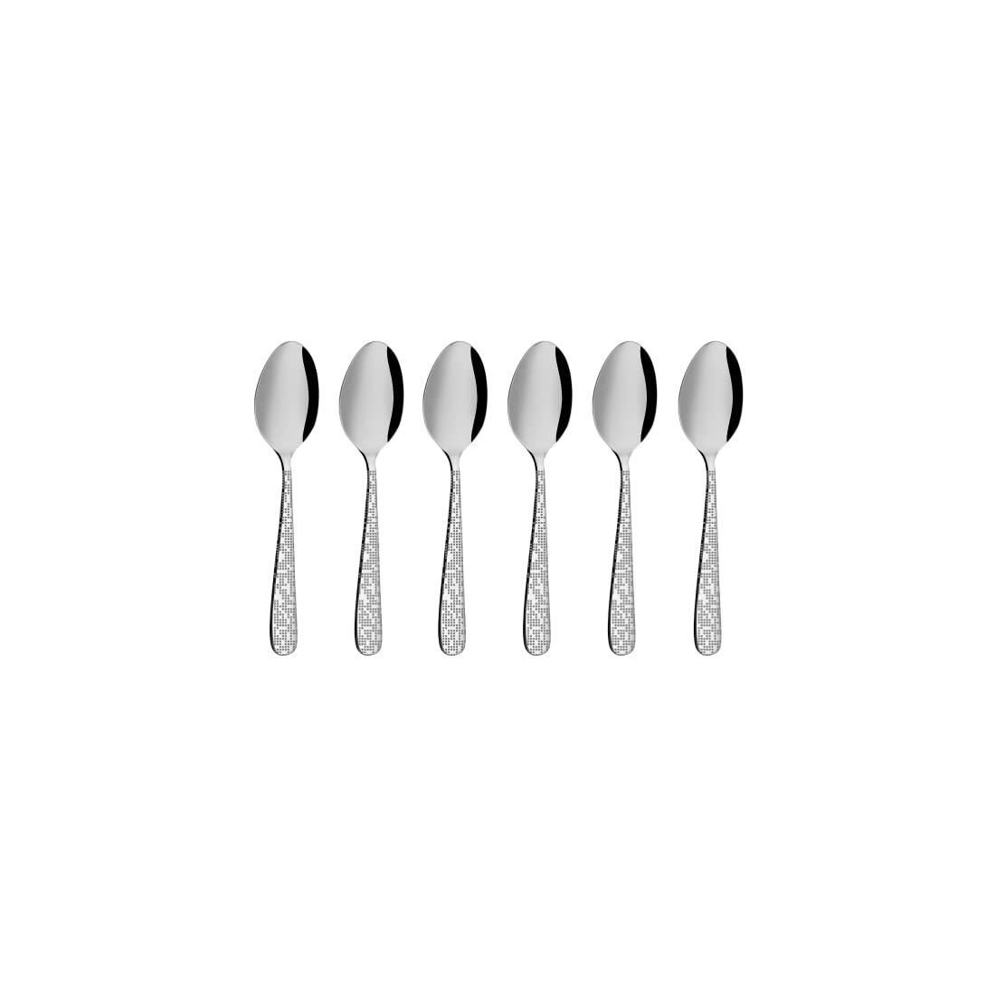 Stainless Steel Monika With Laser Coffee Spoon Set Of 6 Pieces, Silver | Easy To Clean & Dishwasher Safe