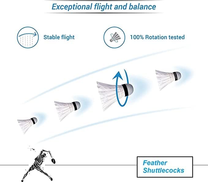 UDKI FS - 30 Goose Feather Badminton Shuttlecock , Speed 78 Extended Durability | White , Pack Of 12