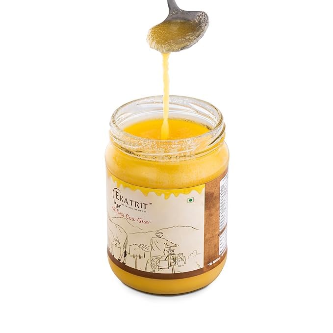 100% Pure A2 Desi Cow Ghee By Ekatrit | Natural & Healthy Fragrance Belona Cow Ghee Perfect For Pooja | (500ml) 16.9 Ounce | Jar Pack