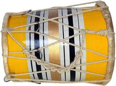 Pure Handmade Miniature Musical Instruments Wooden Kids Dholak - Yellow | Professional Grade Dholak, Made With Thoroughly Dried Mango Wood - Perfectly Symmetric Round Dholak