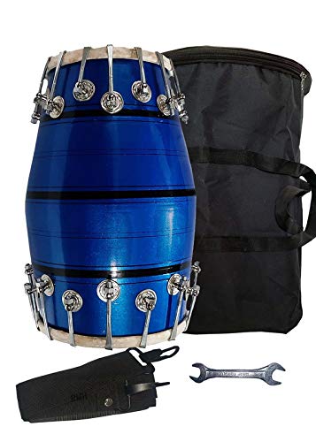 Wooden Musical Instrument Dholak Drum Nuts & Bolt With Full Tool Kit - Blue | Perfectly Symmetric Round Dholak Nickel Plated Bolts & Nuts - Dholak For Festival, Wedding, Satsang | Very Easy To Tune