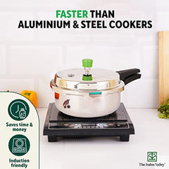 Tri-Ply Stainless Steel Outer Lid Pressure Pan For 2-3 People - Small, 3 Liters, 1.8 Kg | Induction Friendly, ISI-Certified, Nonstick 3-Layer Body, 100% Pure & Toxin-Free, 5 Years Warranty