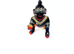 Laddu Gopal & Radha Rani Statue Murti, Black & Gold, Brass, Hand Painted Idol, Krishna Religious Idol & Figurine, Black Bal Gopal Ji & Bal Radha Rani Statue