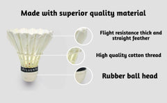 AEM Silvero Badminton Shuttlecock Straight Feather | Pack of 10 , White
