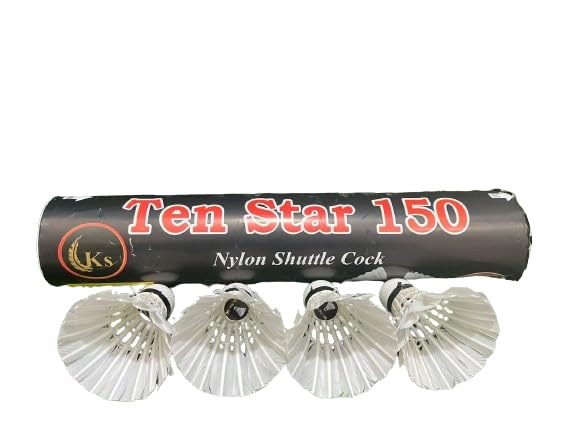 Ten Star 150 Premium White Feather Badminton Shuttlecock For Indoor And Outdoor | Pack Of 10 , With Heavy Cork And Excellent Flite For Beginner