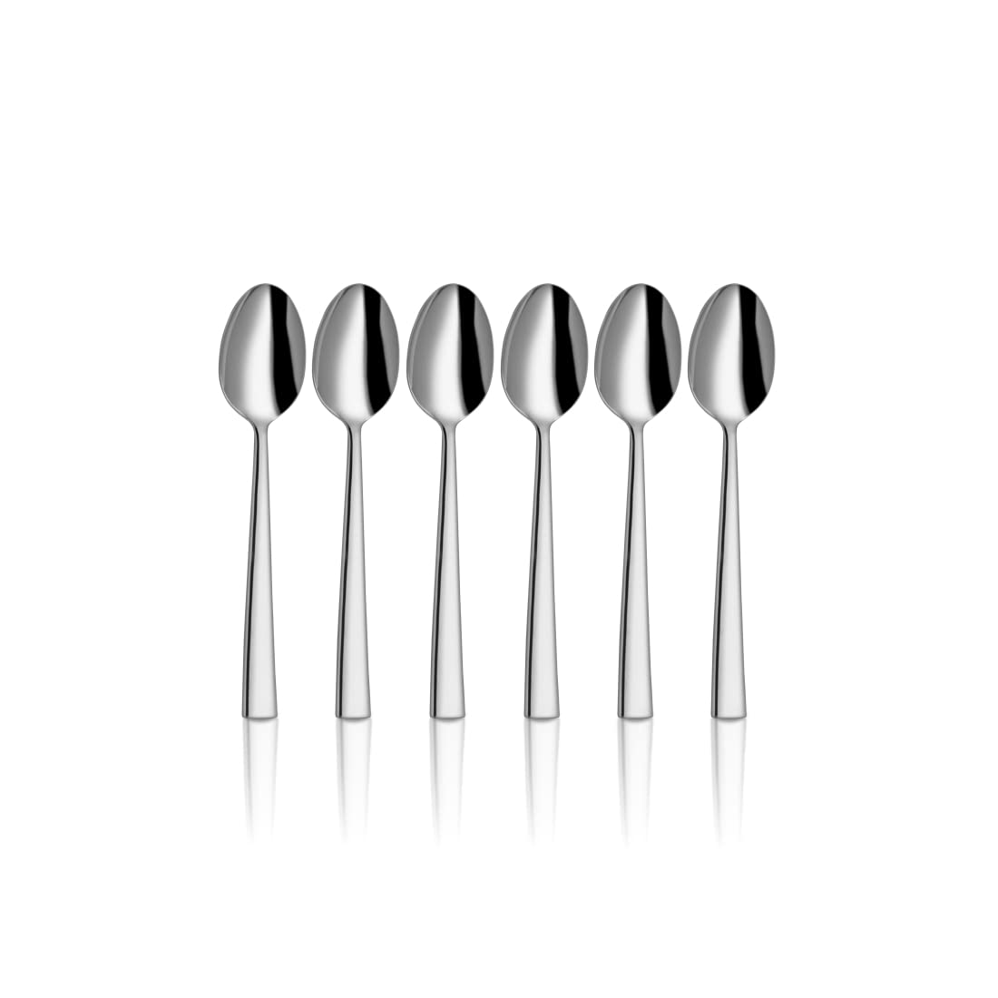 Stainless Steel Lotus Plain Coffee Spoon Set Of 6 Pieces, Silver | Easy To Clean & Dishwasher Safe