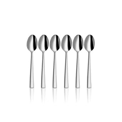 Stainless Steel Lotus Plain Coffee Spoon Set Of 6 Pieces, Silver | Easy To Clean & Dishwasher Safe