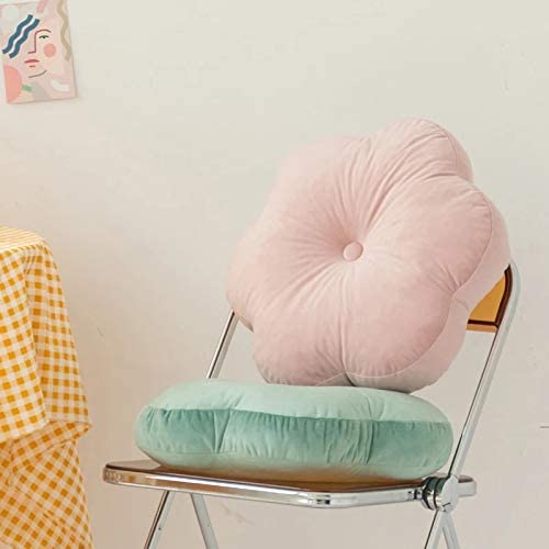 Flower Shaped Floor Cushion Pillow, For Kids Room, Living Room, Cream Color - 16 X 16 Inch | Bedroom, Patio, Luxury Furnishing For Kids Room, Velvet Cushion, Washable - Pack Of 1