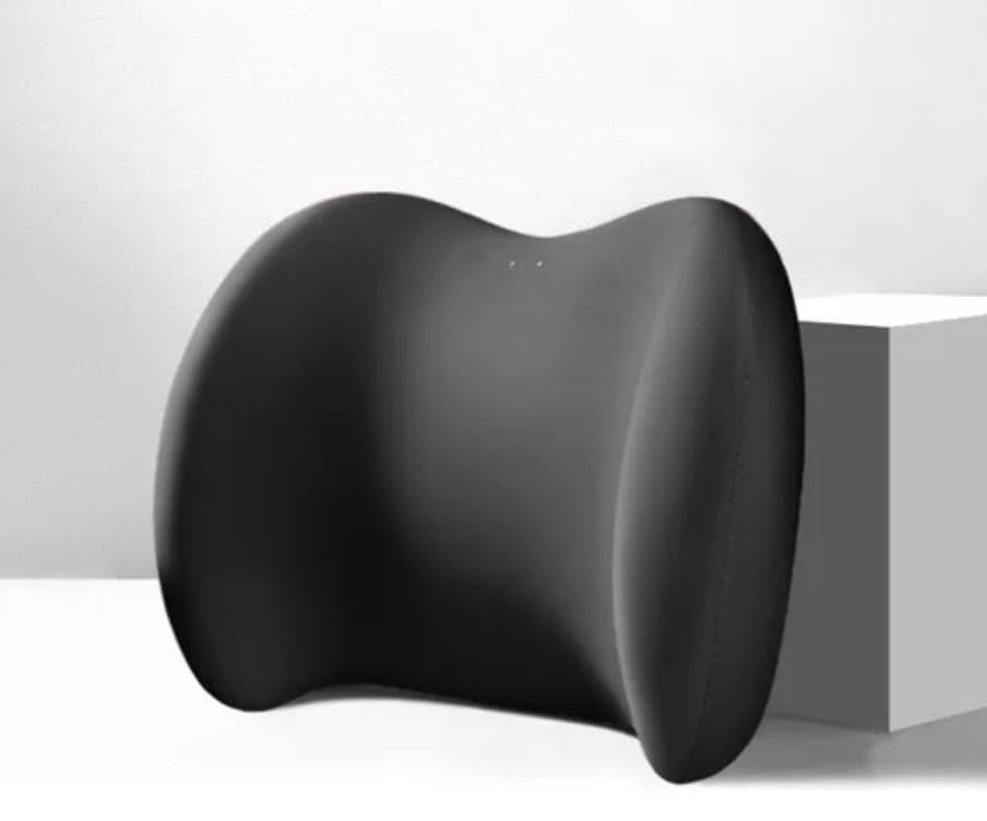 Memory Foam Lumbar Support Pillow For Driving, Ergonomic Car Seat Backrest Cushion, Black - 41 X 28 X 12 Cm | For Office & Home - Removable Cover, Zipper Design, Soft, Skin-Friendly