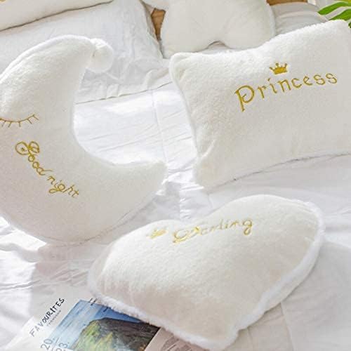 Cute Moon Shaped Pillow, Fluffy Fur Velvet Cushion, White - 16 X 16 Inch | For Kids Room, Living Room, Bedroom, Luxury Furnishing, Throw Pillow | Washable, Soft Pillow - Pack Of 1