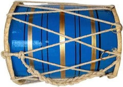 Pure Handmade Miniature Musical Instruments Wooden Kids Dholak - Royal Blue | Professional Grade Dholak, Made With Thoroughly Dried Mango Wood - Perfectly Symmetric Round Dholak