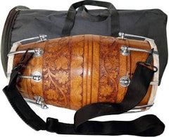 Mango Wood 3D Flower Carving Design Nut & Bolt Dholak With Bag - Brown | Perfectly Symmetric Round Dholak - Dholak For Festival, Wedding, Satsang | Very Easy To Tune