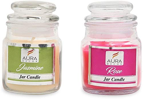 ROSE & JASMINE FRAGRANCE JAR CANDLE SET OF 2 | BURNING TIME 35 HOURS