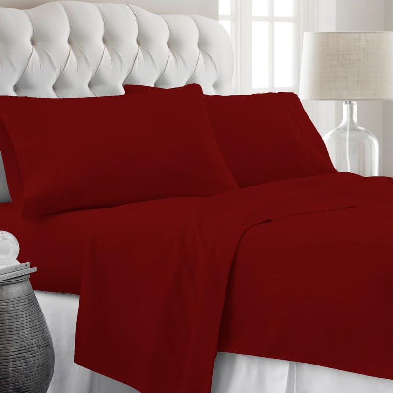 Single Size Fitted Bedsheet With 2 Pillow Covers - 36 X 78 Inches, Burgundy | All-Round Elastic | Comfortable, Wrinkle Resistant, Fade Resistant & Environmentally Friendly