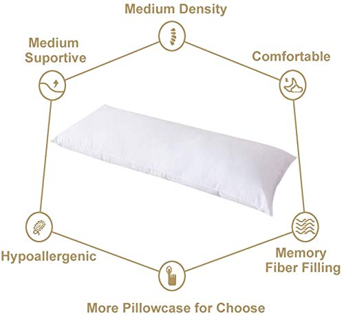 Body Pillow, Long Pillow For Side Sleeper, Cuddle, Pregnancy Pillow, White | Soft Body Pillow, Full Body Pillow, Multipurpose Use, Maternity Pillow | Hug Pillow, Adjustable Pillow