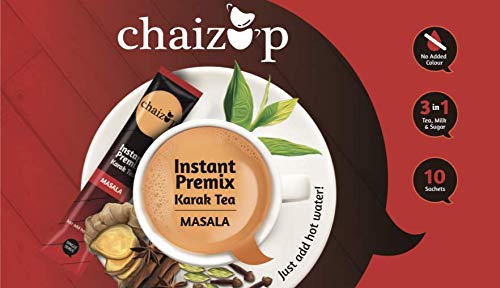 Chaizup Premium 1 Min Instant Masala Tea Premix - Pack Of 3 X 140gm, 4.9 Ounce Each, 30 Sachets | Just Add Hot Water - Assam Masala Chai Powder | Low Caffeine, No Added Color - Home Like Tea