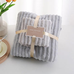 HomeCloud Korean Bath & Face Towel 400 Gsm | Plush Soft & Luxury Towel Set With Hanging Loop | 3x Softer Than Cotton Towels | Set Of 2 (Grey)