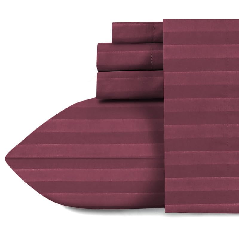 Queen Size Bed Sheet Includes 2 Pillow Covers - 88 X 98 Inches, Wine | Soft & Breathable Cotton Bedsheet For Double Bed | Ideal For Daily Home Use