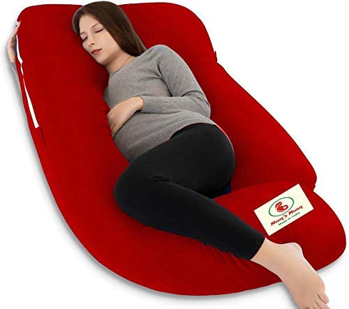 Premium Multipurpose Microfiber Pregnancy Pillow For Pregnant Women, Red | 100% Cotton, Zippered Red Cover, Lightweight, Removable Cover, Full Body Pillow, Soft Pillow - Pack Of 1
