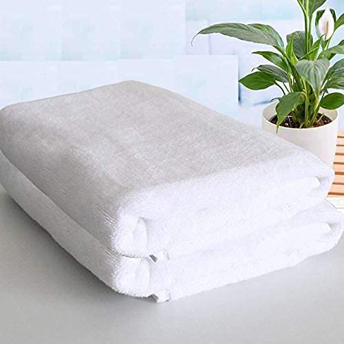 Vordvigo 100% Cotton Large Full Size Bath Towels 800 Gsm | Super Soft Absorbent Antibacterial Hotel & Spa Bath Towel (White) - 2 Piece